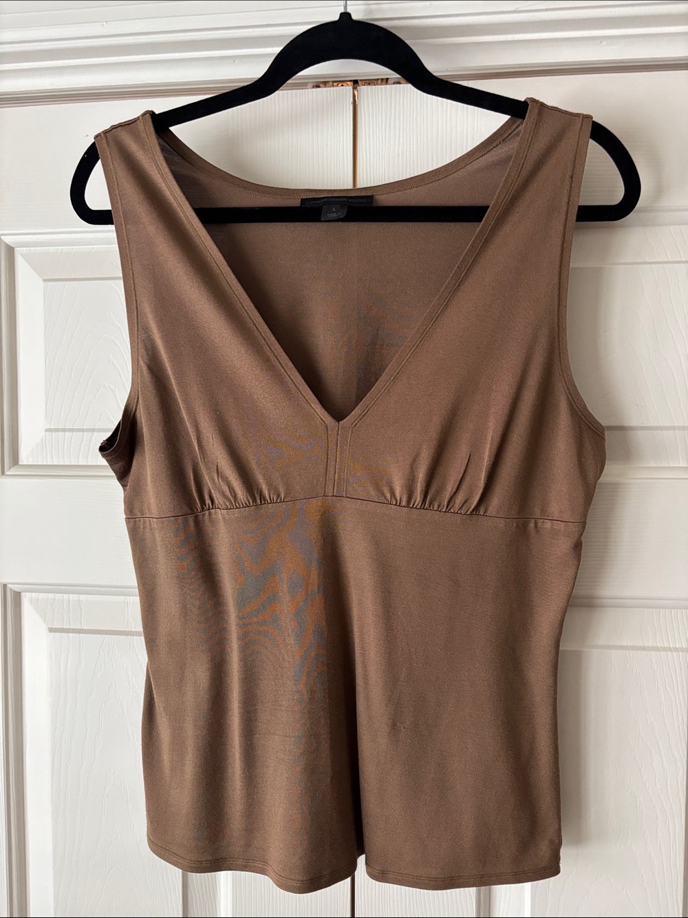 Express Design Studio Brown Scoop Neck Tank - Silk/Cotton - Lg